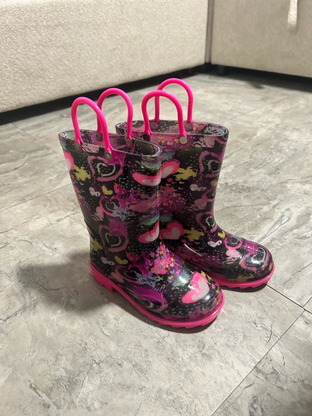 Girl colorful rain boots